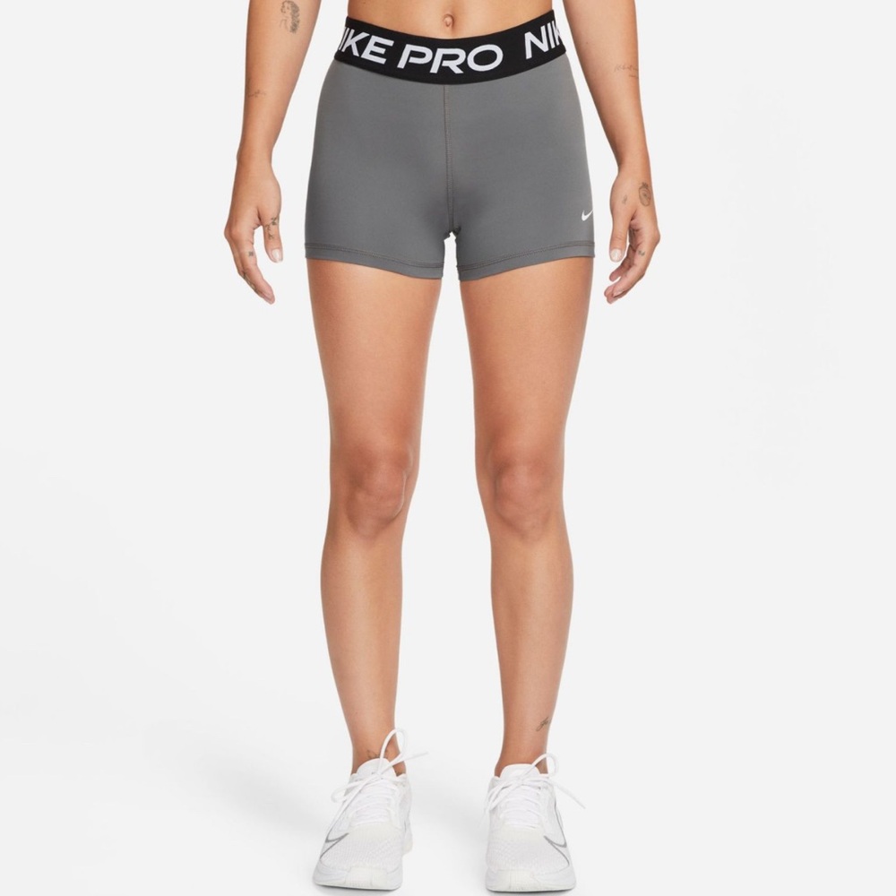 Nike Pro Charcoal Shorts with Black Waistband